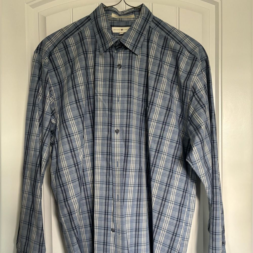 Joseph Abboud Light Blue/Navy/Cream Checkered Shirt